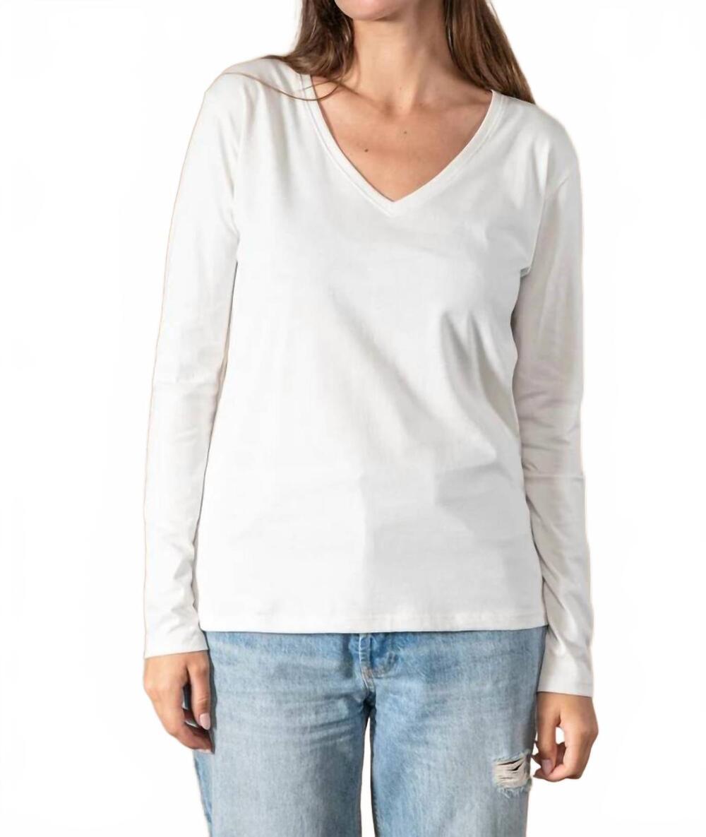 NEW ANONYM APPAREL chloe long sleeve v-neck tee in white